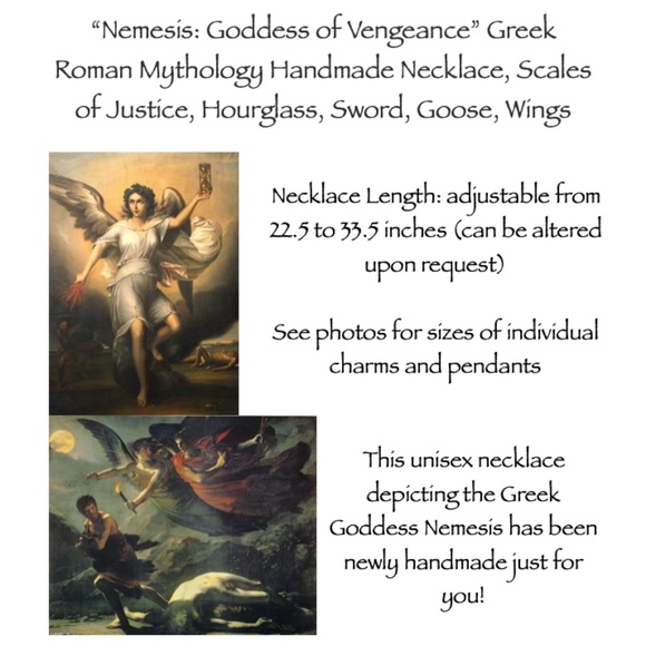 “Nemesis: Goddess of Retribution" Greek Roman Mythology Handmade Necklace, Sword - Picture 14 of 15